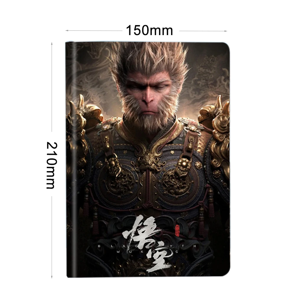 MQQ BLACK WUKONG A5 Journal/Pencil Case Set Soft Cover WUKONG 80g 100sheets Diary and Big Size Pencil Bag With 0.5 Gel Pen 1PC