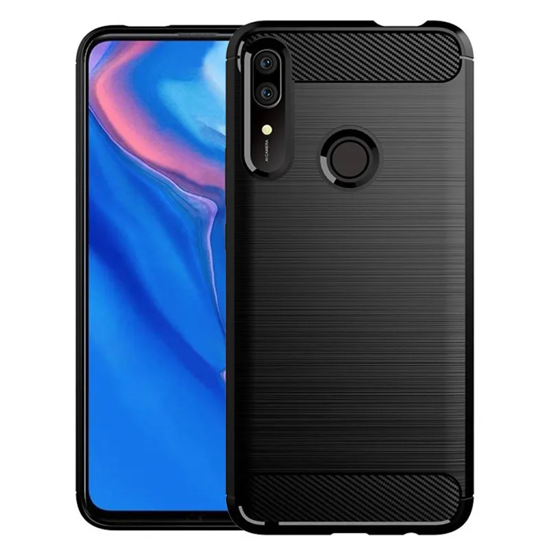 Luxury Case For Huawei P smart Z y9 prime 2019 Silicone Carbon Fiber Shockproof Back Cover for Honor 9X Premium Matte Phone Case