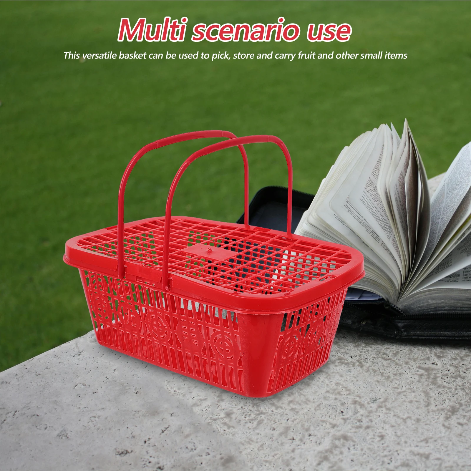 

10pcs Small Plastic Fruit Picking Baskets 1Kg Red With Handle For Strawberry Blueberry Harvesting Kids Adults Vented Drainage