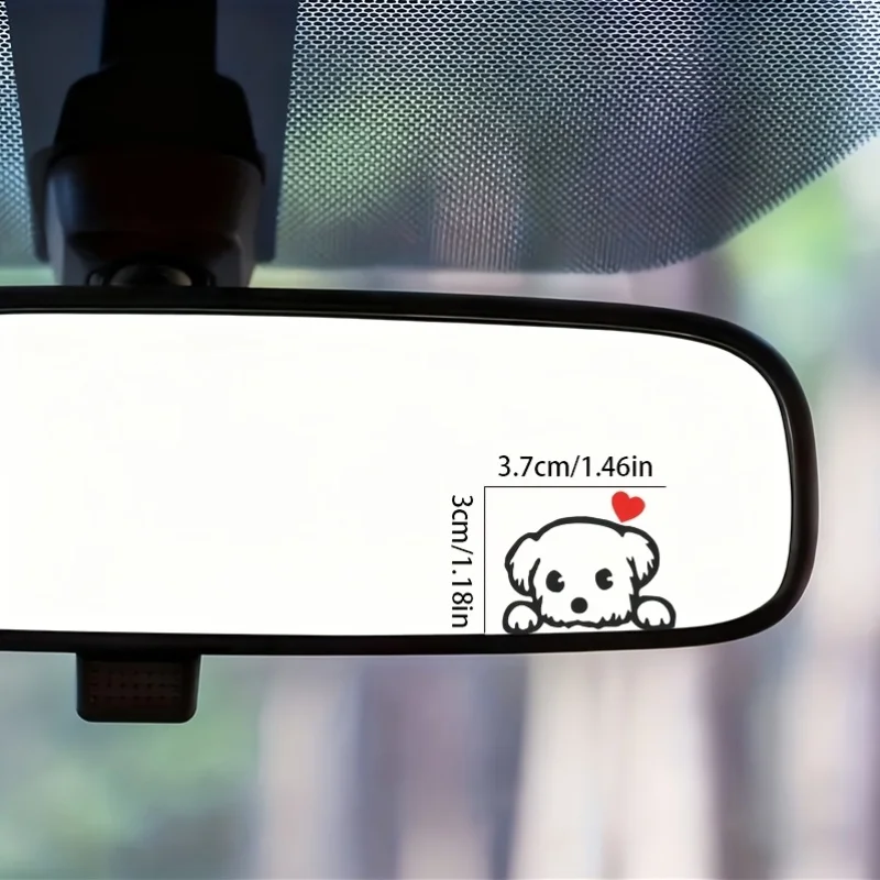 2PCS Cute Cartoon Dog Fun Vinyl Sticker Decal For Car SUV Motorcycle Window Wall Rearview Mirror Auto Interior Decor Accessories view 6