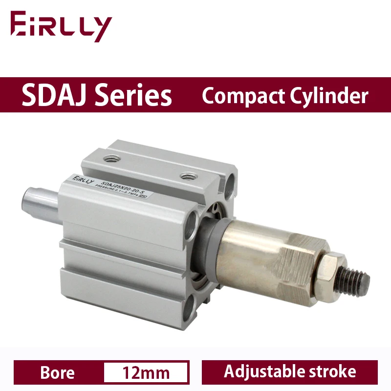 

SDAJ series bore12mm Adjustable stroke compact air cylinder double acting SDAJ12x20-20S SDAJ12X30-20S-B SDAJ12X40-30