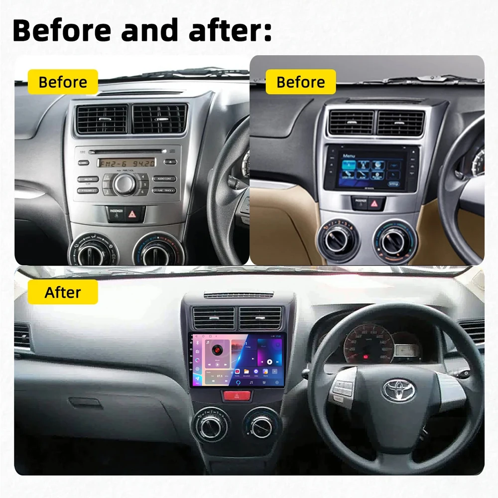 Car Radio For Toyota Avanza 2010 2011 2012 2013 2014 2015 2016 Wireless Carplay Android 14 Multimedia Player Navigation lettore