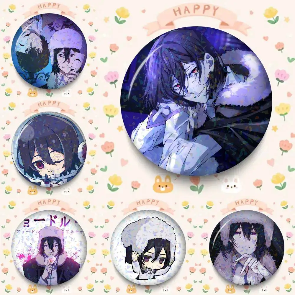 Anime Fyodor D aus B-Bungo Stray 32/44/58MM Anpassbare Anstecknadeln Niedliche Lustige Kreative Abzeichen Schmuck Deko Geschenke für Freunde