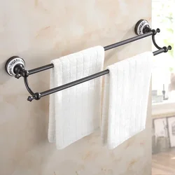 Black Bathroom Accessories Brass Toilet Paper Holder Luxury Towel Bar China Style Ceramics Hardware Kit Bath Accessories Set