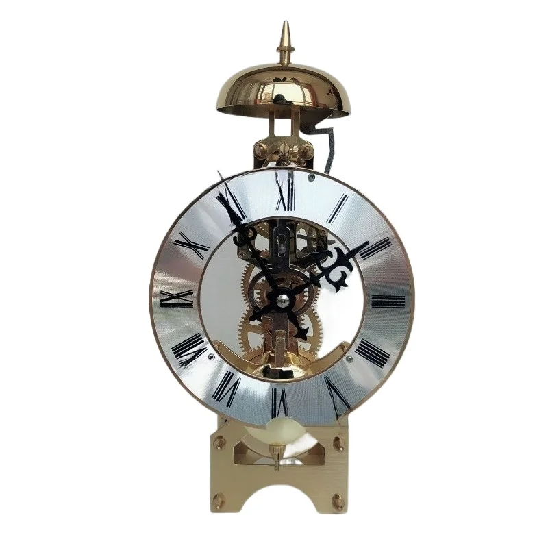 For All-copper Table Clock Perspective Old-fashioned Timekeeping, Winding Solid Wood Mechanical Table Clock Movement