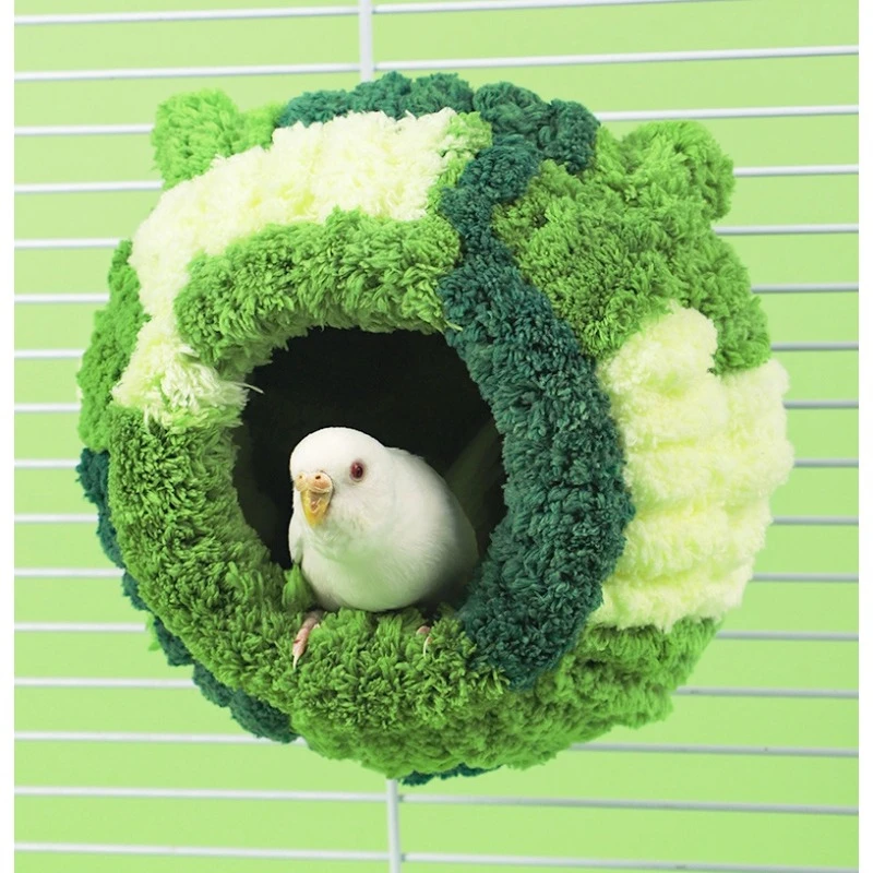 Bird Nest House Sleeping Bed with pad Hanging Snuggle Shed Hut Thick Winter Warm Parrot Nest For Macaws Cockatiel Bird Cages