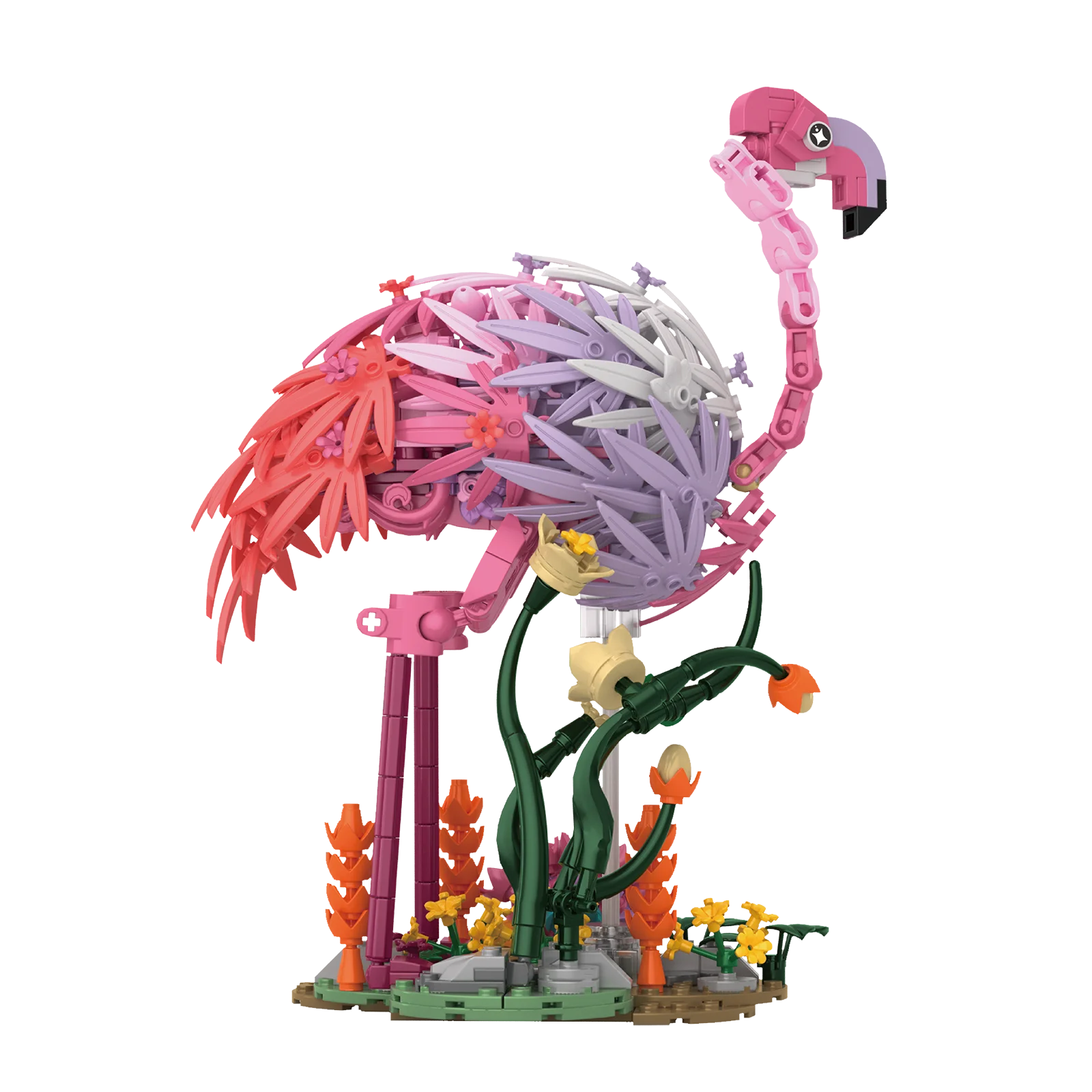 

31104 516pcs Fire Feather Dance Micro Building Blocks Assembly Flowers Plants Animals Series Flamingo Model Home Decor Kids Gift