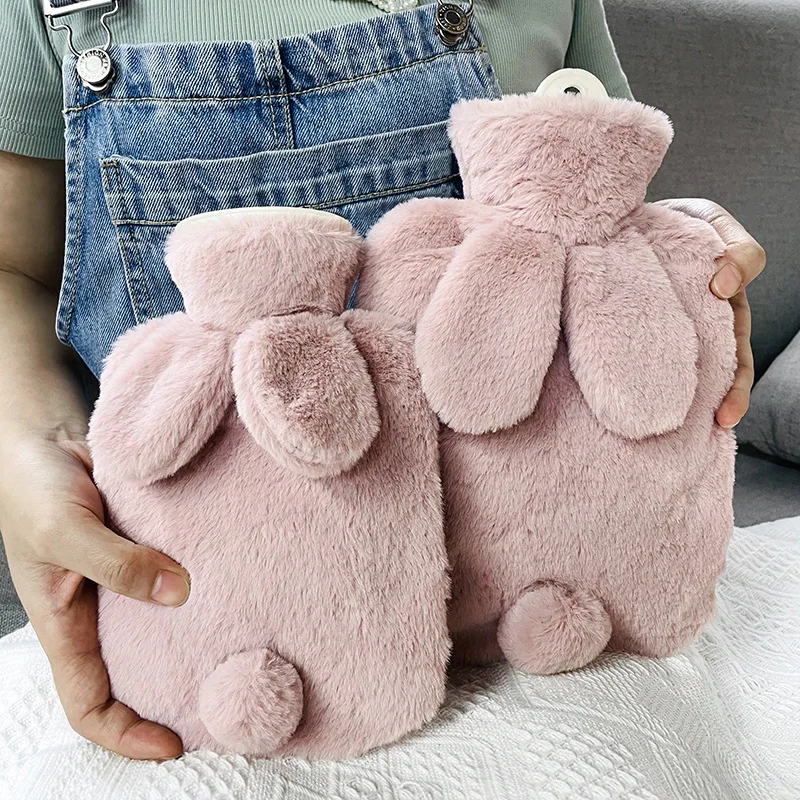 Cartoon Bunny Hot Water Bag Bottle For Girls Plush Shoulder Hand Warmer Heat Pack Warm Belly Instant Winter Water Heating Pad