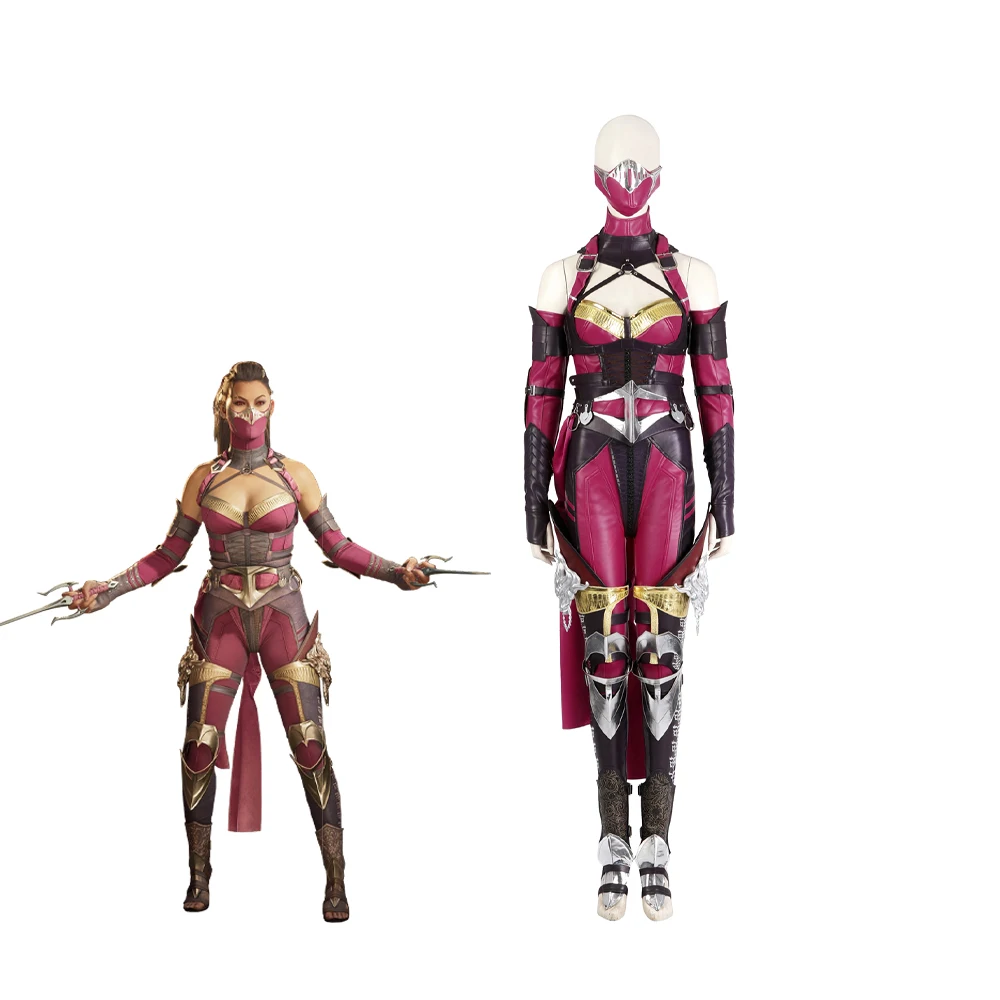 

Halloween Carnival High Quality Game Mortal Kombat 1 Mileena Cosplay Costume Mileena Sexy Purple Battle Suit Full Set with Mask