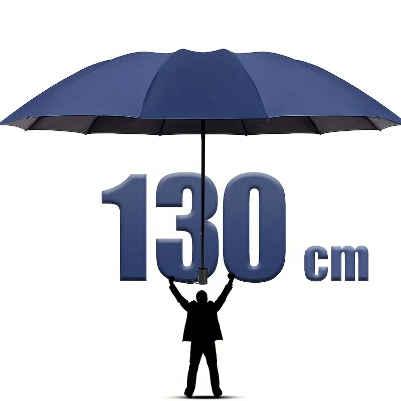 130 cm/51,18 Zoll manueller Mega-Regenschirm mit 10 Knochen: verstärkter Rahmen, extreme Wind- und Wasserbeständigkeit