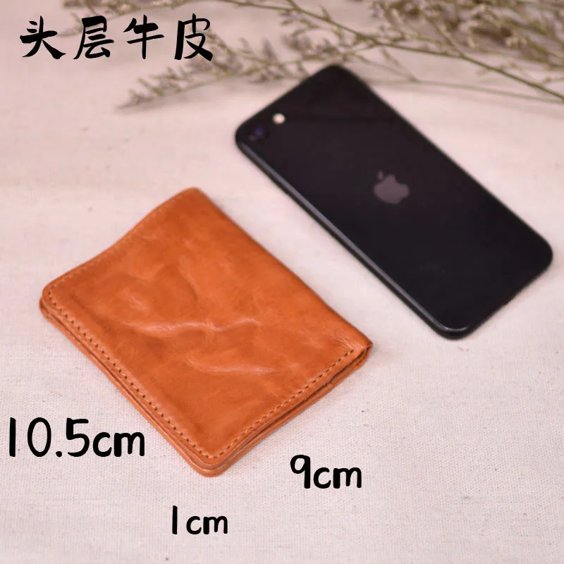 AETOO Leather soft cowhide art-art vintage multi-card fold design neutral wind big banknote bit photo bit coin wallet