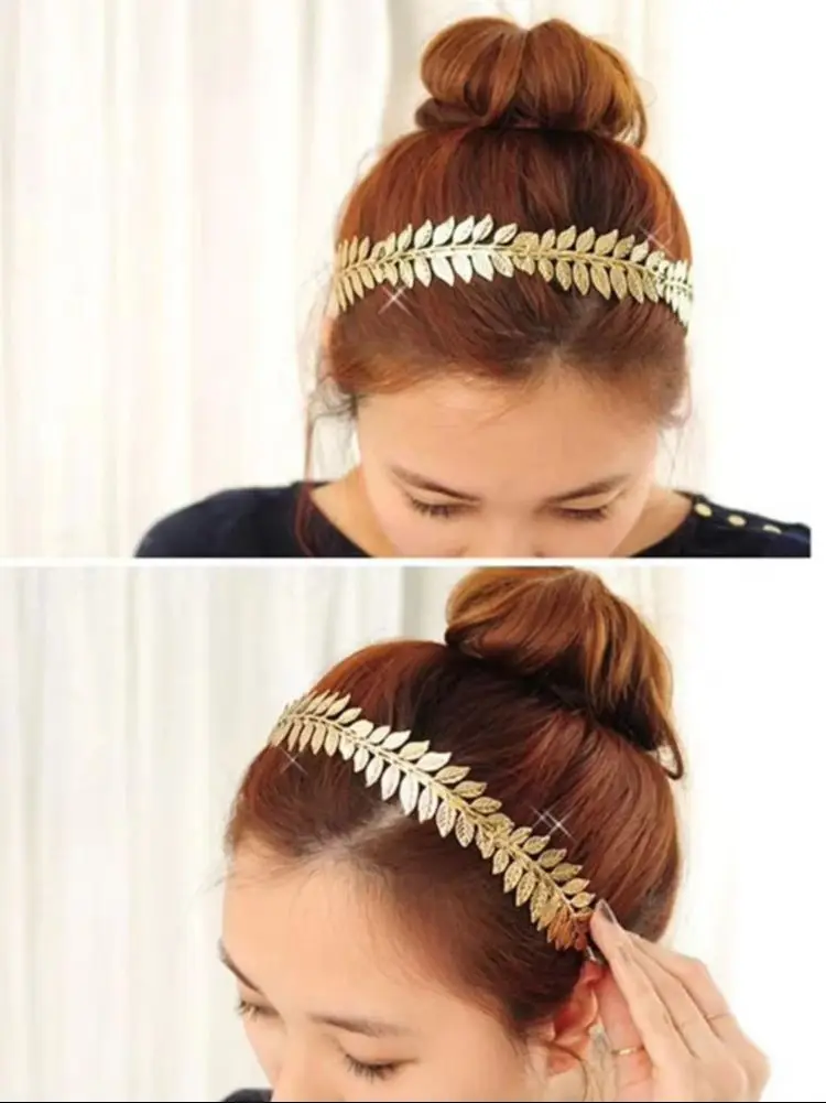 1 Stück Damen Vintage Barock Europäischer & Amerikanischer Stil Braut Haarband mit alten Blättern und Zweigen, modisches Haarband – Detail 3