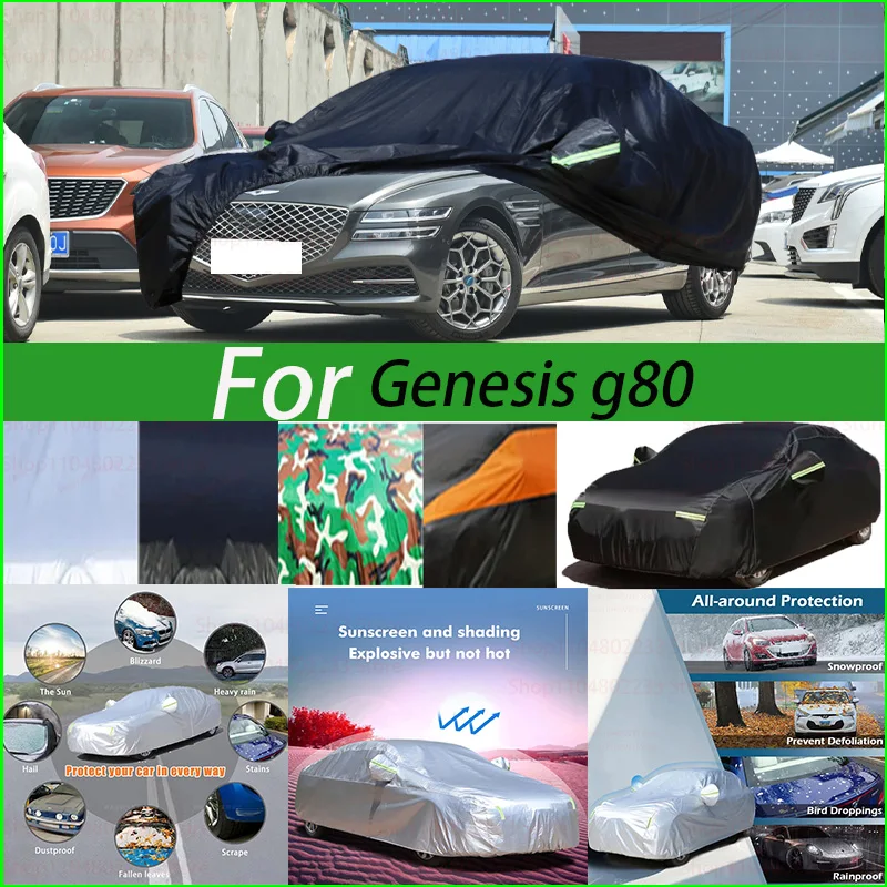 

Black and Silver Universal Car Cover Waterproof Dustproof Outdoor Protection Full Rain Snow UV Protective for Genesis G80
