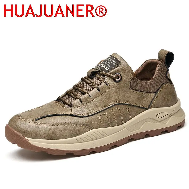 

Men shoes Spring and Autumn Genuine Leather Comfortable Fashion Casual Lace Up Men Sneakers Hiking shoes Shallow Solid Rubber