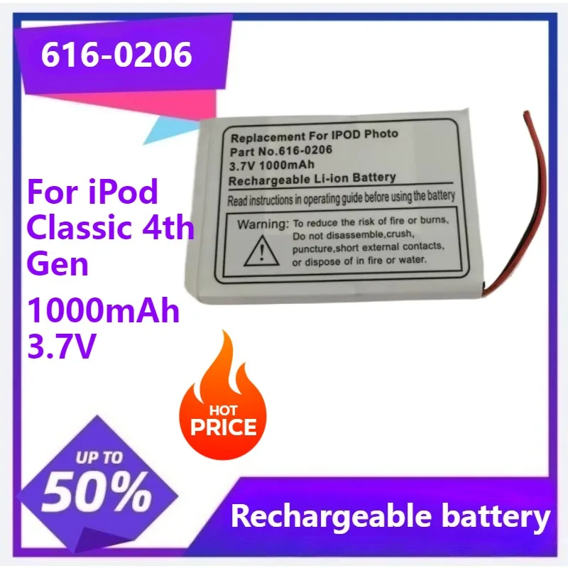 

616-0206 616-0183 Battery Replacement For iPod Classic 4th Gen / Photo U2 A1059 20 40GB Battery 1000mAh 3.7V