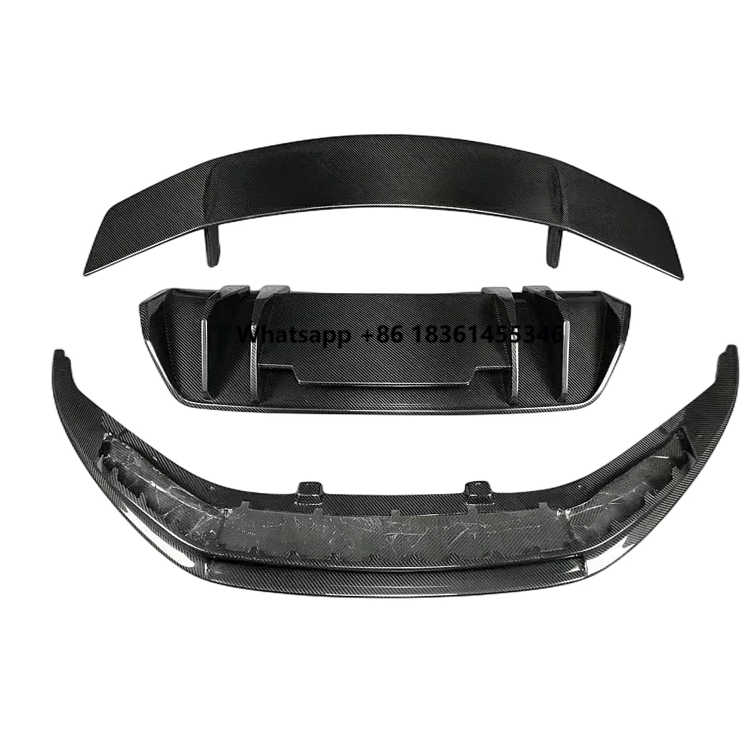 

for R8 V10 Spyder Spoiler Rear Bumper Lip Front Bumper Lip 2017 to 2020 V Style Carbon Fiber Body Kit