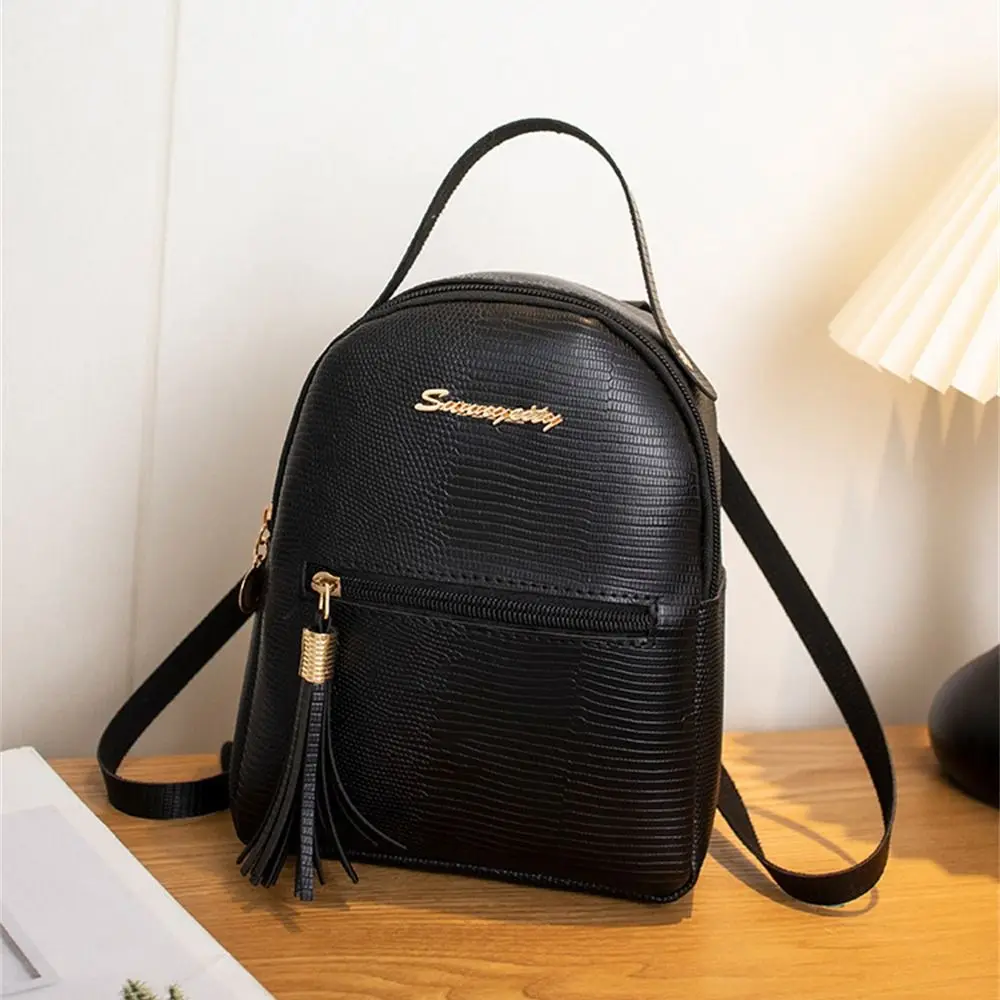 PU Leather Shoulder Bags Stylish Multi-function Large Capacity Small Backpack Solid Color Handbag Female