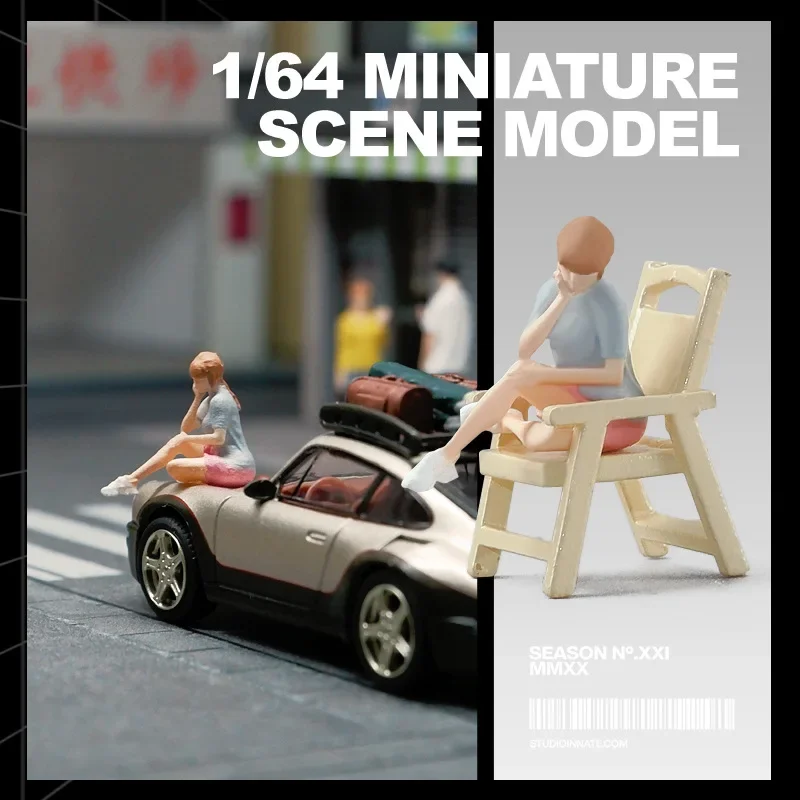 1:64 Anime Shorts Meisje Mini Pop Figuur Model miniatuur Fotografie rekwisieten Scène Model DIY Zandtafel landschapsarchitectuur ornament Gift