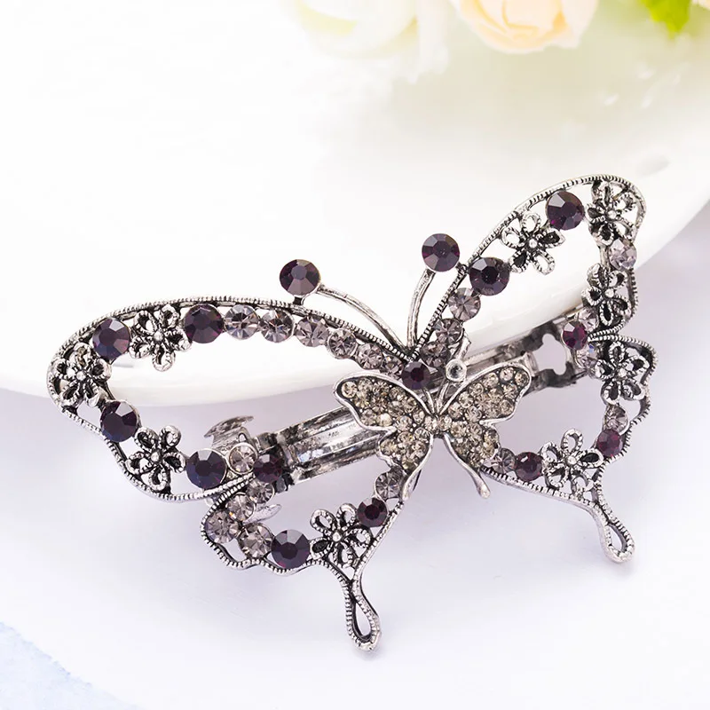 ALTOBEFUN New Fashion Women Crystal Floral Barrettes For Ladies Hair Clips Girls Elegant Jewelry Bridal Hairpins AE028