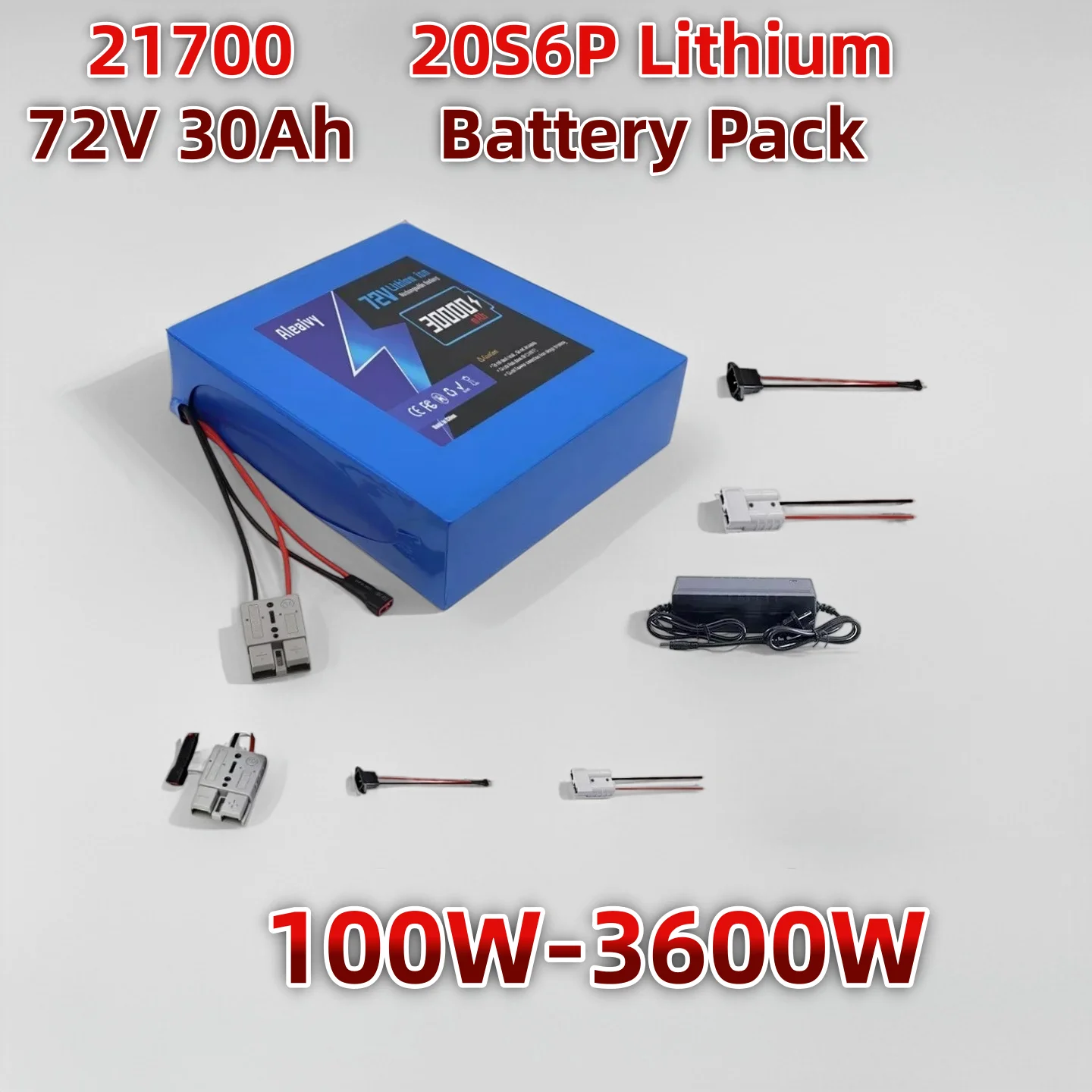 72V 30Ah High Power Fast Charging 21700 Lithium Battery Pack with 50A BMS IP54 Waterproof for 100W-3600W  Bicycle Bike Motor