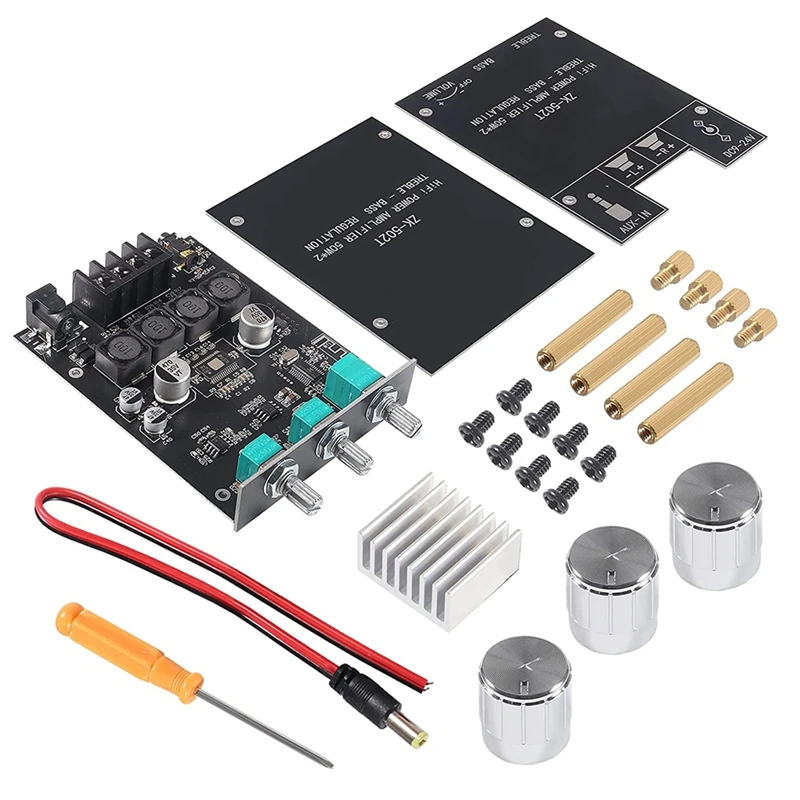 Audio Amplifier Board ZK-502T Bluetooth 5.0 50W+50W 2.0 Channel AUX BT Stereo Amp Module DC12-24V