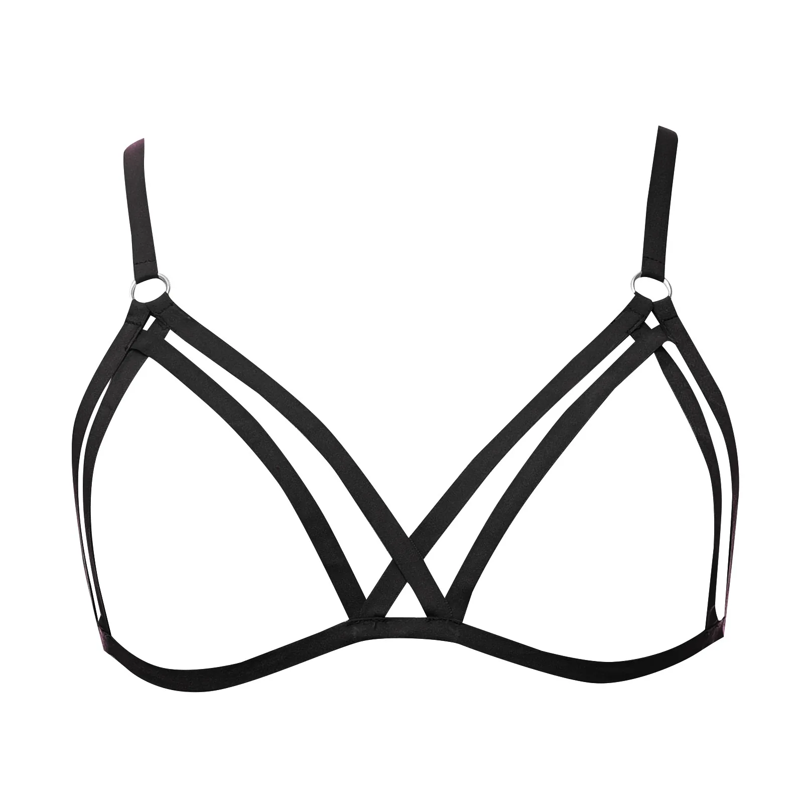 Bundle Bound Hollow Out Sexy Women Lingeires Black Cutout Stretch Strappy Bandage Adjustable Elastic Halter Harness Brassiere