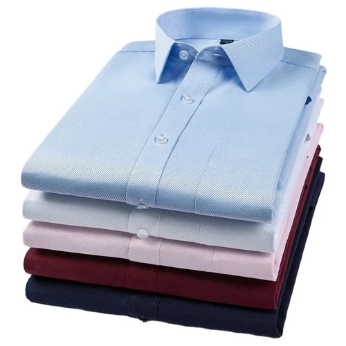 Imagen 2 del producto Nuevo algodón hombres clásico vestido de manga larga camisa Regular bolsillo ajuste Formal trabajo de negocios Oficina Casual blanco camisas sociales S-8XL