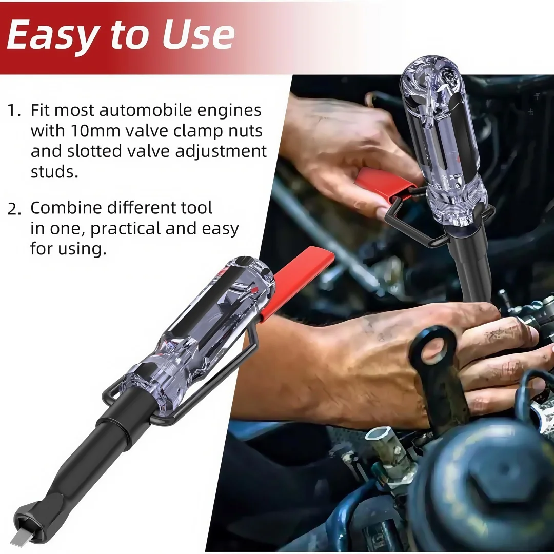 

Valve Adjustment Tool for 10mm Jam Nut, Slotted Valve Adjusting Stud Compatible with Honda/Nissan Valve Lapping Guiding Removal