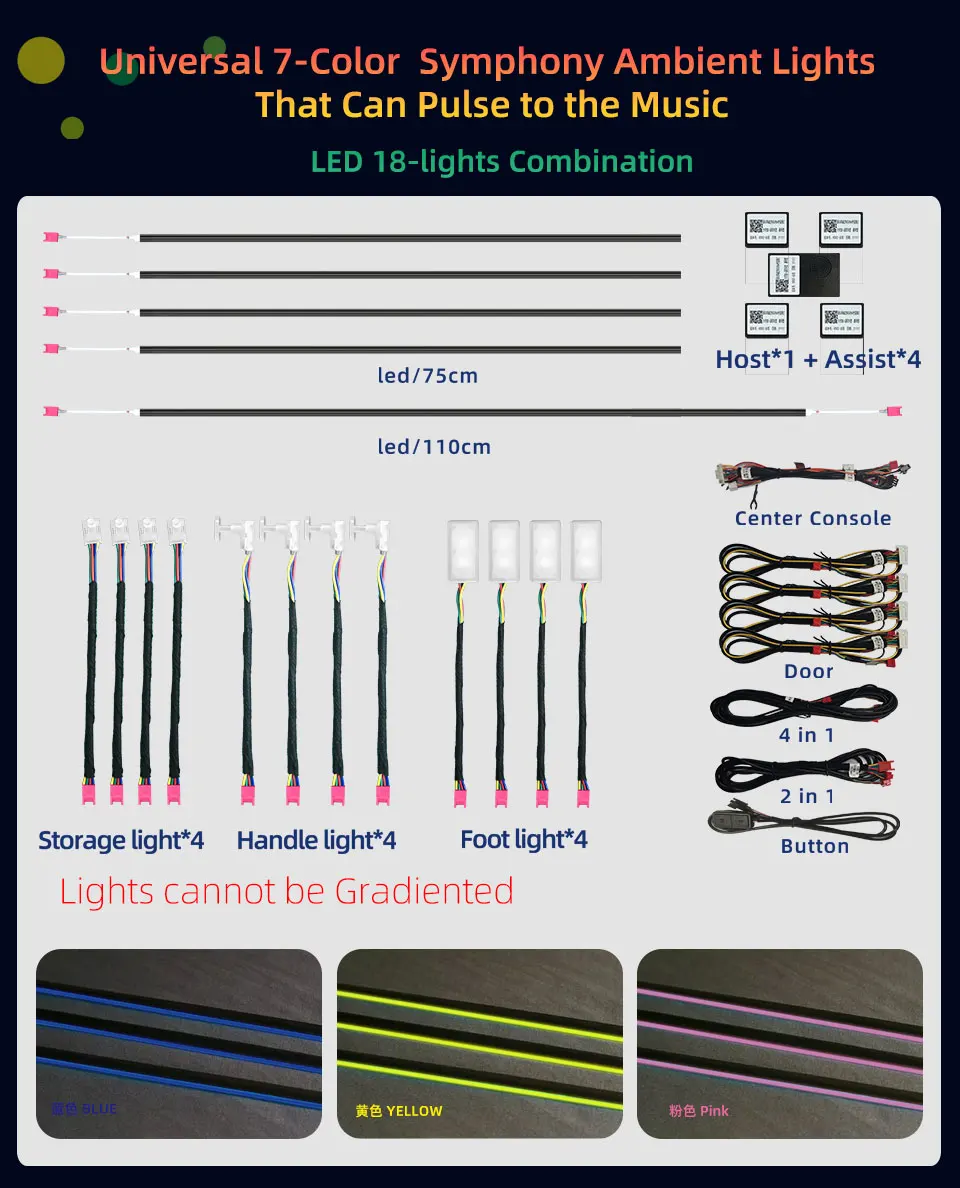 30-in-1 Symphony Auto-Ambientelicht RGB 128 Farben Universeller Auto-Innenraum-LED-Streifen Acryl-Hintergrundbeleuchtung Symphony Atmosphärenlampe – Detail 5