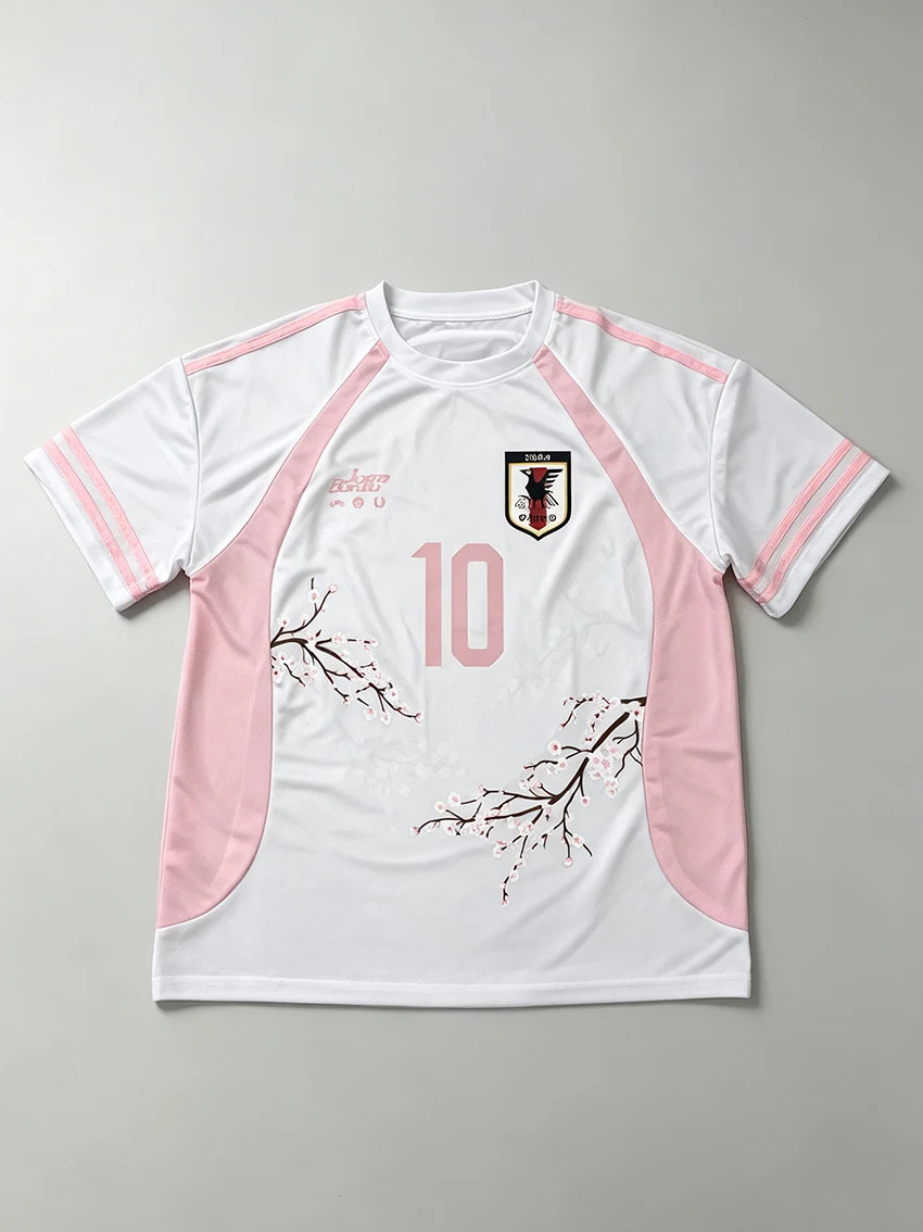 Trend Women Number 10 Plum Blossom Soccer T Shirt Harajuku Aesthetic Raglan Sleeve Breathable Mesh Loose Casual Sport Jersey Top
