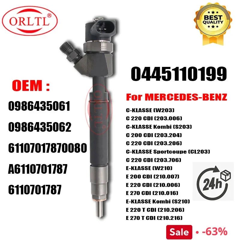 

ORLTL 0445110199 OEM A6110701787 6110701787 61107017870080 NEW Diesel Fuel Injector 0986435061 0986435062 FOR MERCEDES-BENZ