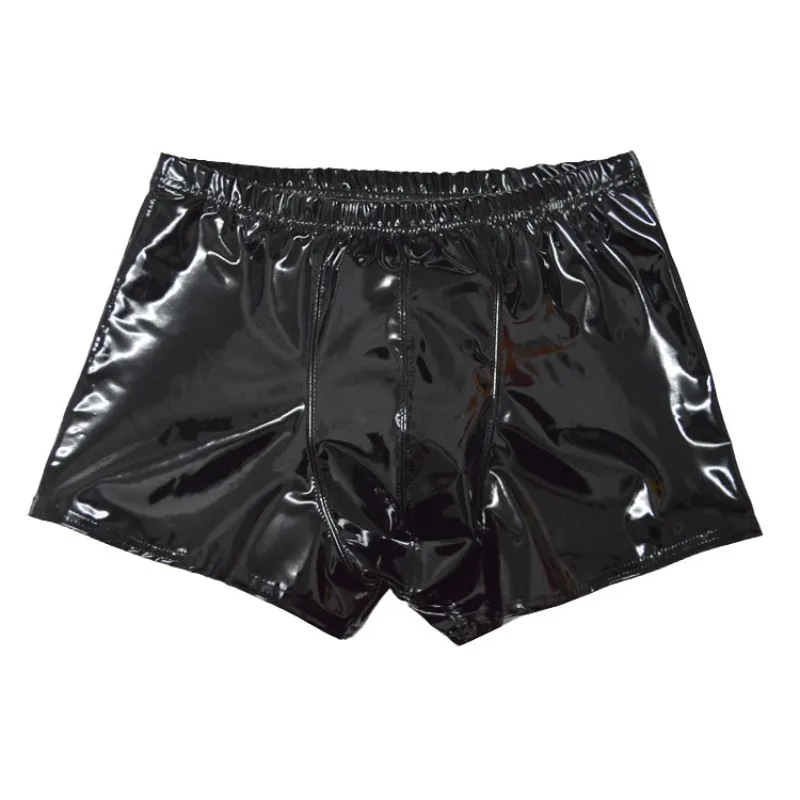

Mens Shiny PU Leather Boxer Briefs Sexy Hip Lift Anti See Through Comfort Fit Underwear