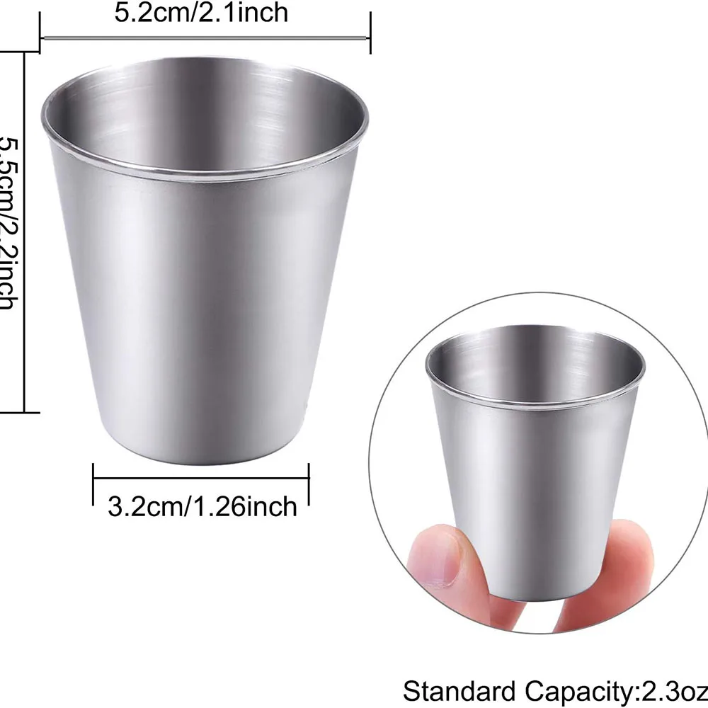 4/10 Pieces Stainless Steel Shot Cups Stainless Steel Shot Glass Drinking Tumbler (2.3 Ounce/70 ml)