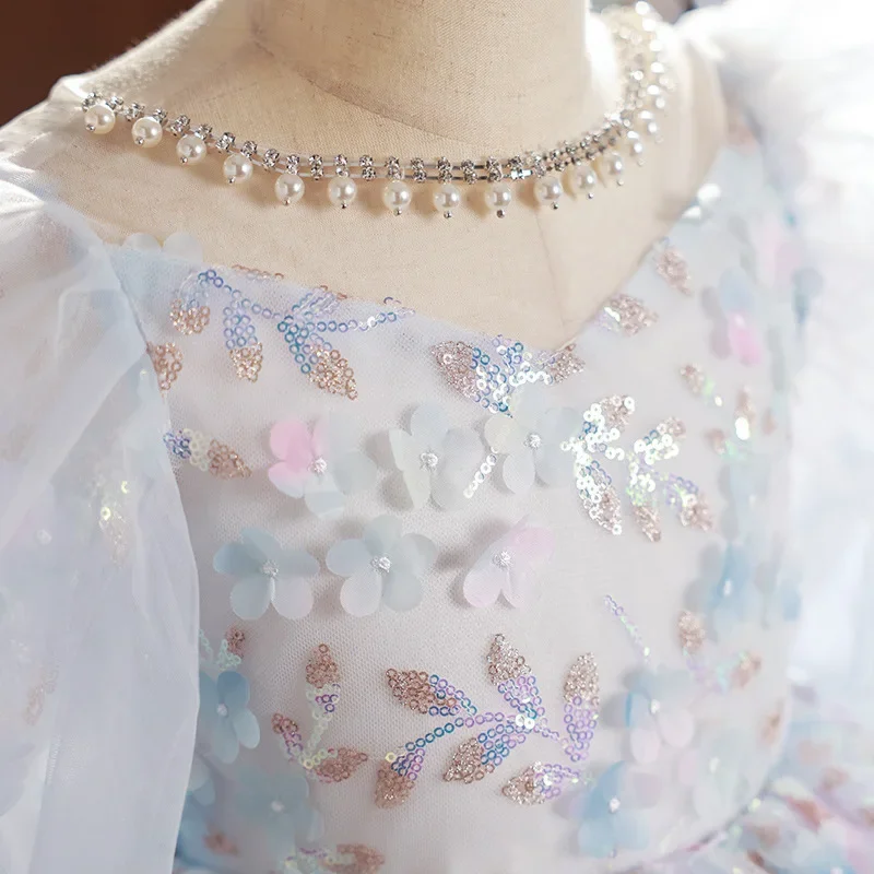 Robe de Rhà paillettes pour filles, robes de traîne princesse, vêtements éducatifs pour enfants, bébé, fille de fleur, mariage, fête d'anniversaire