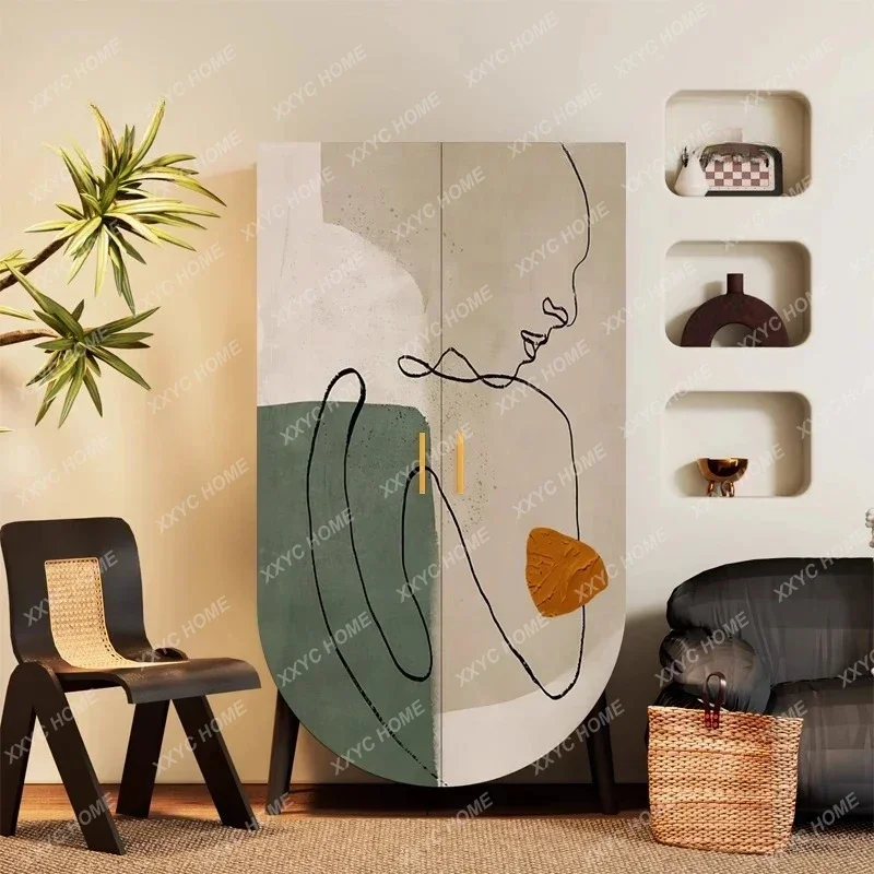

A Modern Abstract Solid Wood Wardrobe Living Room Bedroom Locker Cloakroom Wall Storage Storage Cabinet Household