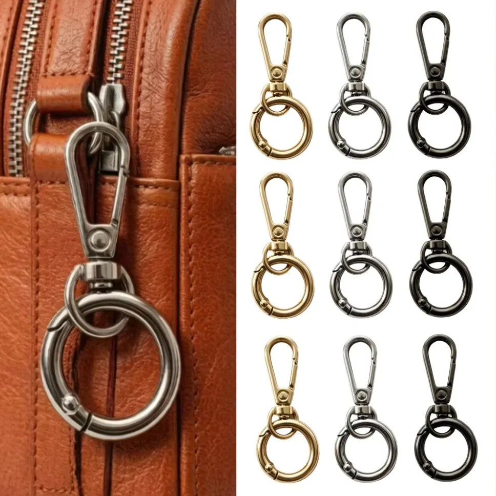 2/6/10Pcs Swivel Clasp Clip, Metal Swivel Snap Hooks, Double Opening Key Chain Clip with Key Ring for DIY Crafts Lanyard Making