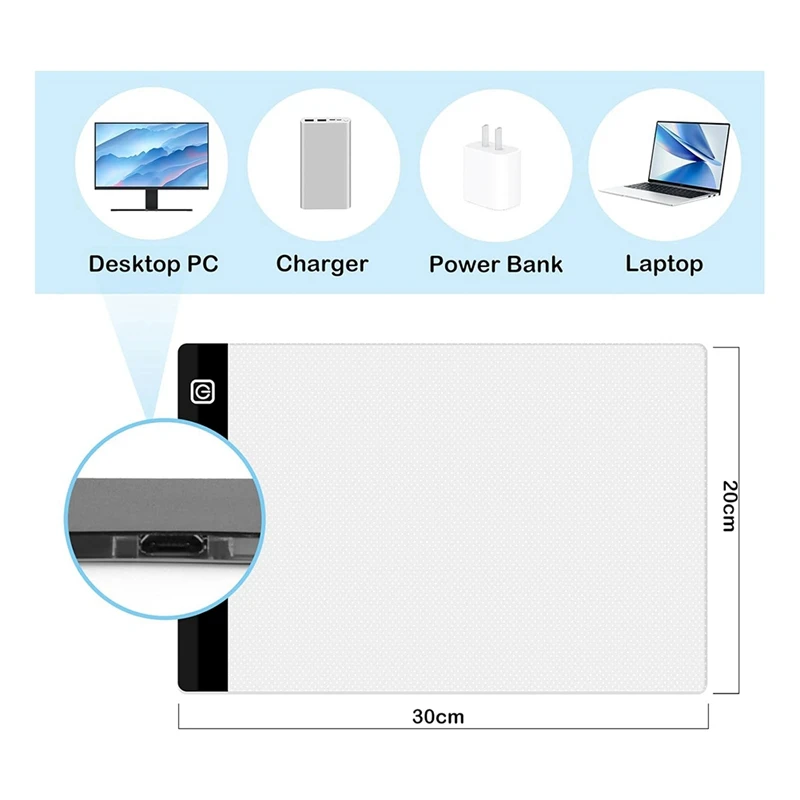 A4 LED-lichtbord, 3-niveau dimbare helderheid USB Power Crafts lichttafel voor tracering, lichttekening schetspad-AT81