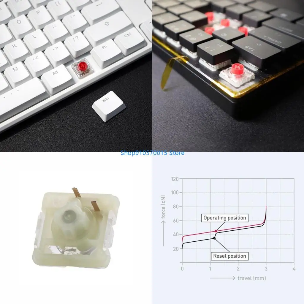 B95C 4PCS Cherry MX Low Profile RGB Red/Silver Switch (4Pcs) Plate Mounted Linear Switch for Mechanical Keyboard