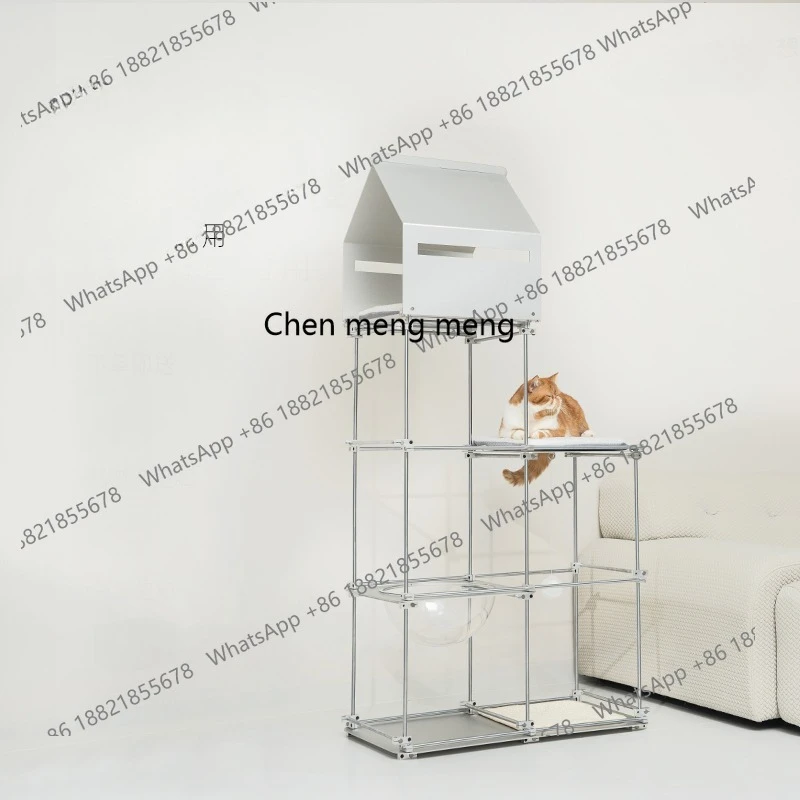 

Acrylic metal cat climbing frame is minimalist and does not occupy an area. The integrated shelf of cat toys is stable.