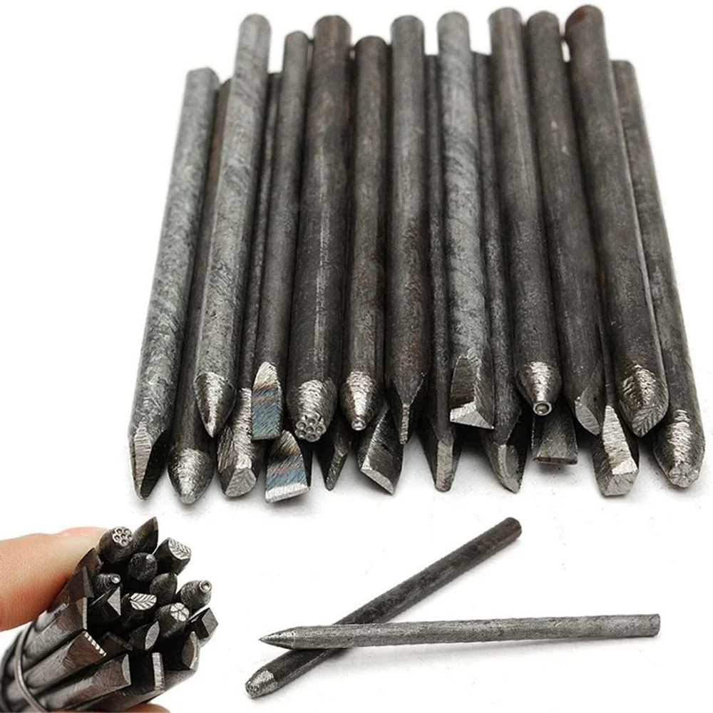 20 Stück Leder markierung Schnitzen Blumen meißel Werkzeuge DIY Stempel Stempel Arbeit Stempel Schmuck Blume Stahl Metall Stempel form