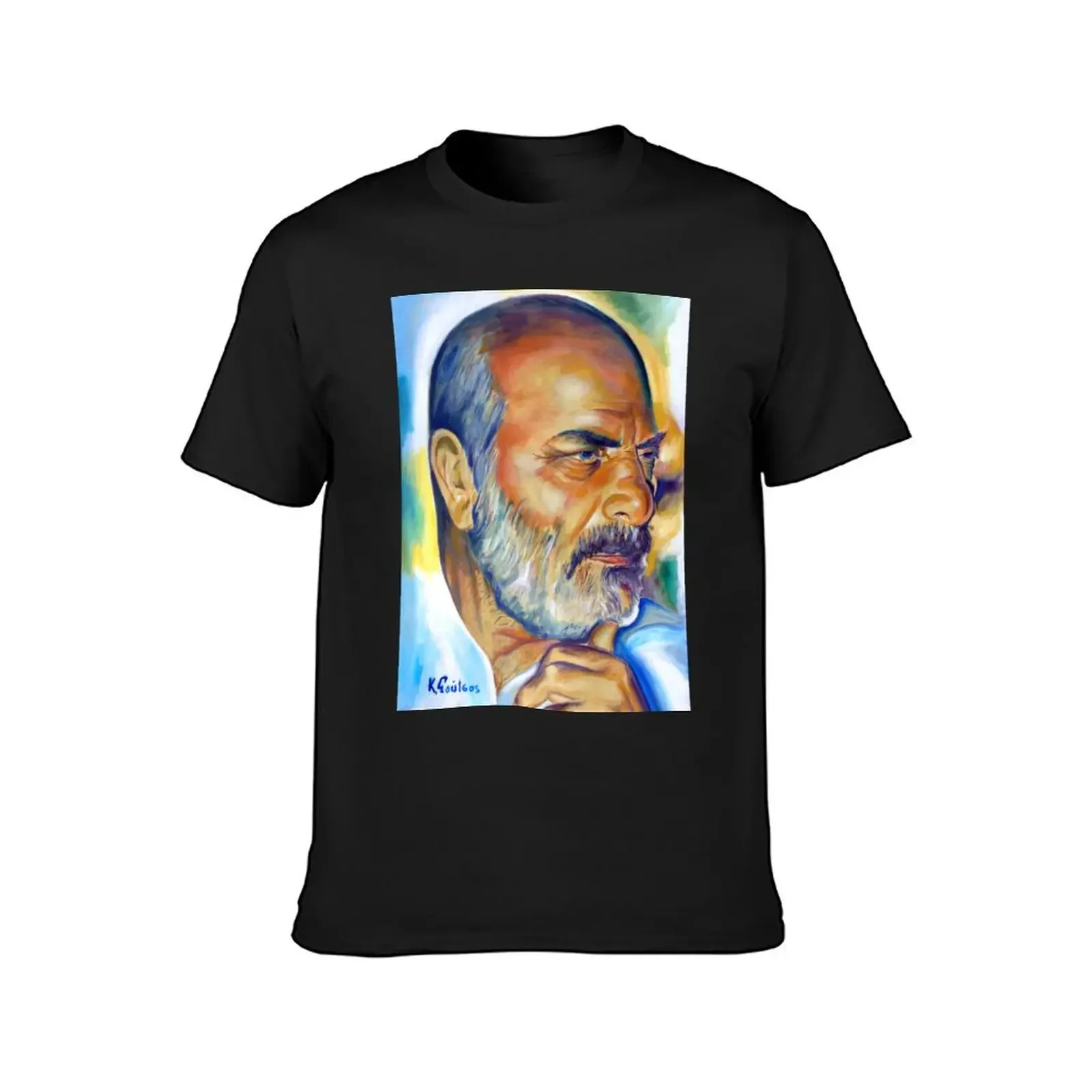 Stelios Kazantzidis portrait T-Shirt man t shirt Short sleeve tee funny t shirts for men