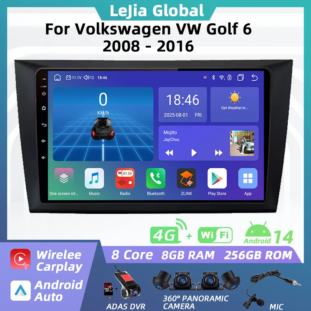Car Radio For Volkswagen VW Golf 6 2008 - 2016 Android Car Multimedia Player GPS Navigation Carplay auto Stereo Touch 2 Din 4G
