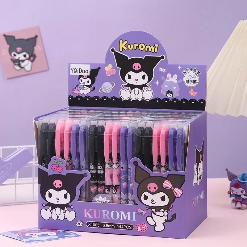 Imagem -03 - Canetas Gel Apagáveis Sanrio Criativo Olá Kitty Kuromi Pressionado Caneta Desenhos Animados Kid Escrita Caneta Azul 0.5 mm Papelaria Atacado 12 Pcs