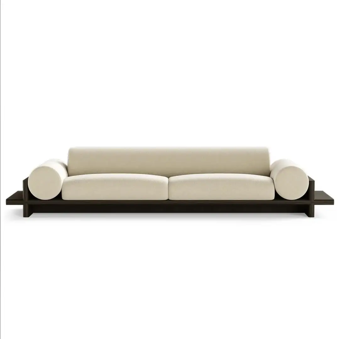 

New Chinese style, solid wood, simple, fabric, living room, straight row, sofa, homestay
