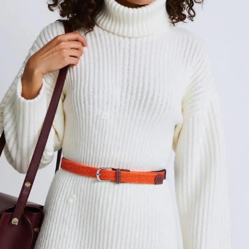 39BD Soft Elastic Waistband Braided Design Waist Belt for Men Women Casual Pants Wear
