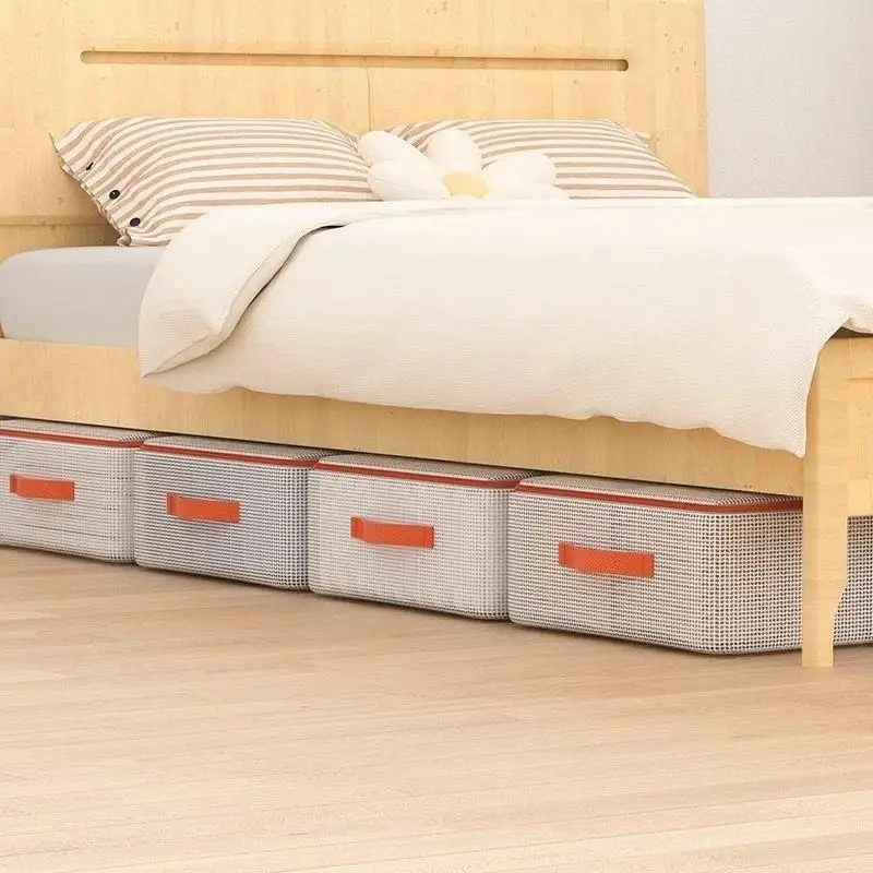 Large Capacity Flat Underbed Storage Bag for Seasonal Clothes And Quilt Home Use Organizing Bag Cotton Fabric Storage Solution