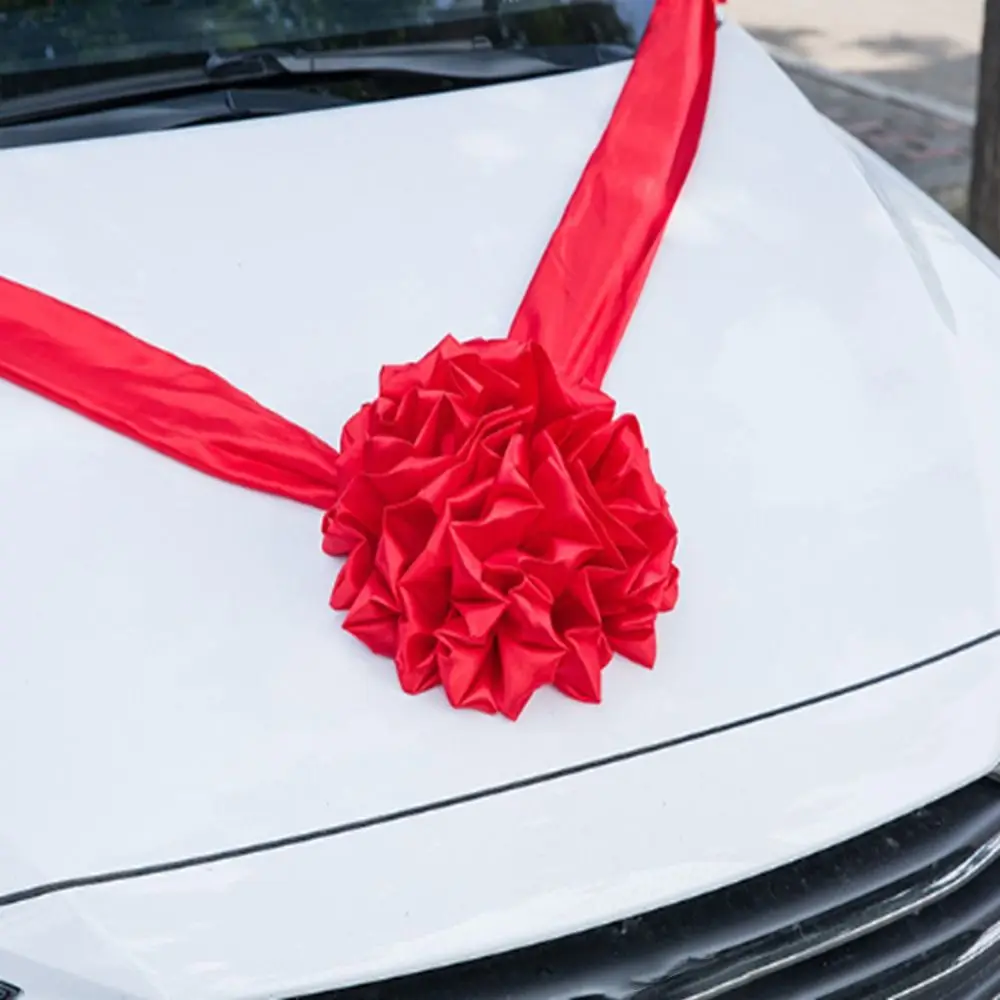 Red Cloth 1Pcs Ribbon-Cutting Glorious Car Delivery Square Dance Props Hydrangea Ornament Flower Ball