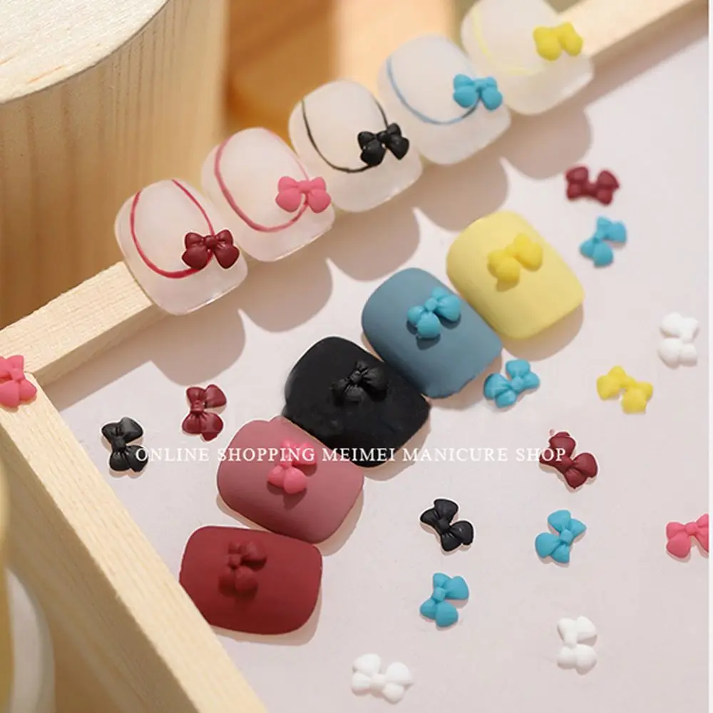 Resina Urso Bow Nail Studs, Cartoon Nail Salon, Mixed Matte Nail Jewelry, DIY Nail Art Decorações, Nail Art Acessórios