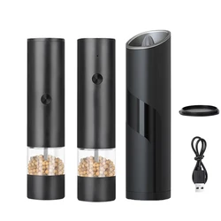 USB Rechargeable Pepper Mills Adjustable Coarseness Electric Salt And Pepper Grinder Home Spices Shaker Kitchen Gadget