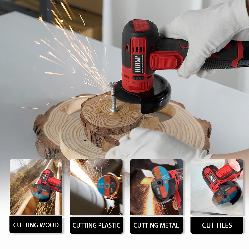 12V Mini Electric Angle Grinder 19500RPM Lithium Battery Cordless Grinder Diamond Cutting Power Tool Polishing Grinding Machine